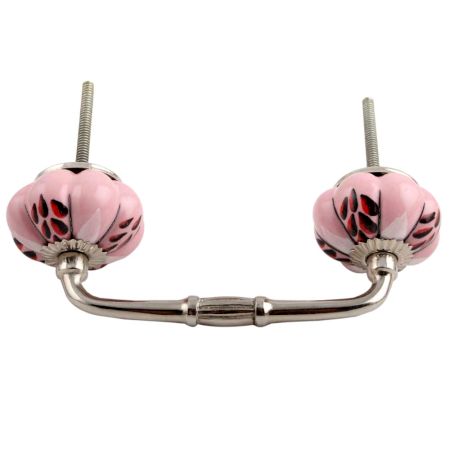 Red and Black Leaf Ceramic Bridge Handle